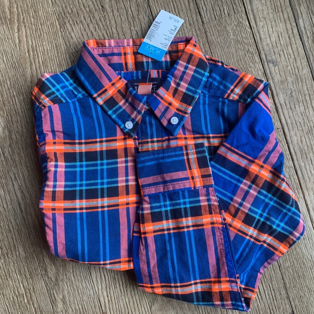 NWT Boys Long Sleeve Plaid Shirt